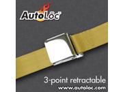 Autoloc 3 Point Retractable Airplane Buckle Camel Seat Belt 1 Belt SB3PARCM