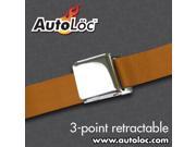 Autoloc 3 Point Retractable Airplane Buckle Copper Seat Belt 1 Belt SB3PARCO
