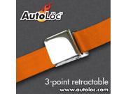 Autoloc 3 Point Retractable Airplane Buckle Orange Seat Belt 1 Belt SB3PAROR