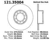 Centric Disc Brake Rotor 121.35004