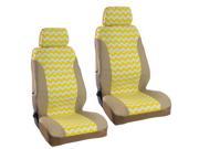 Haegan Vehicle Seat Covers USA Made Seat Cover Yellow Chevron Cotton w Headrests LARGE PAIR 10183