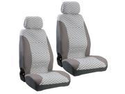 Haegan Vehicle Seat Covers USA Made Seat Cover Gray Chevron Cotton w Headrests LARGE PAIR 10180