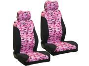 Haegan 10177 Vehicle Seat Cover 600D Pink Camo w Headrests Large Pair