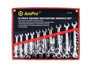 AmPro 10pc Geared Combo Wrench Set 10 19MM T41479