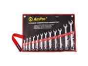 AmPro 12pc Combination Wrench Set Metric 6 19mm T40080