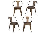 AmeriHome Loft Rustic Gunmetal Metal Dining Chair with Wood Seat 4 Piece DCHAIRSWT