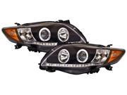 IPCW CWS 2033B2 2009 2010 Toyota Corolla Projector Headlights Black With DRL daytime running light design Not for HID models Driver Side Passenger Sid