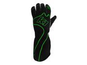 K1 RaceGear 13 RS1 V 4XS RS1 Reverse Stitch Kart Racing Gloves; 4X Small Green Black