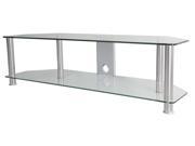 AVF SDC1400CMCC A TV Stand with Cable Management for up to 65 TVs Clear Glass Chrome Legs