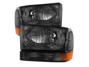 Spyder Auto Ford F250 F350 F450 Superduty Excursion 99 04 Crystal Headlights With Bumper Lights Smoked 9025426