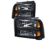 Spyder Auto Ford F250 350 450 Super Duty 05 07 Crystal Headlights with LED Black 9026966