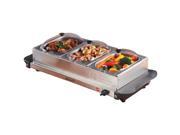 Brentwood Appliances Triple Buffet Server with Warming Tray Three 1.5 Quart Steel Pans BF 315