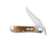 Case Amber bone SS Russlock one hand opening clip blade