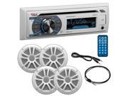 Boss Marine Single Din CD Receiver with Bluetooth Pair 6.5 speakers radio cover antenna Aux