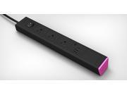 KBAR 3 AC Outlet with Dual 2.1A USB Charger Black Aluminum Pink end cap