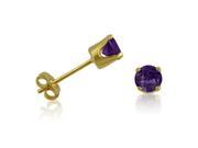 14K Yellow Gold Round Amethyst Stud Earrings 4 mm 1 3ct tw