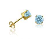 14K Yellow Gold Round Blue Topaz Stud Earrings 4 mm .60ct tw