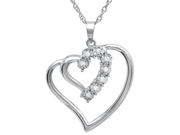 Amanda Rose Collection Sterling Silver Journey Diamond Double Heart Pendant w 18 Chain 1 10cttw