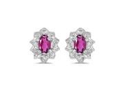 10K White Gold Oval Pink Topaz and Diamond Earrings 1 2ct tgw