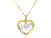18 Gold and Silver Mom Heart Pendant Necklace with Diamond Accent