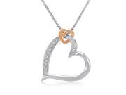 Amanda Rose Collection Sterling Silver and 14K Gold Diamond Heart Pendant Necklace on an 18inch Box Chain