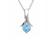 1ct. Sky Blue Topaz Solitaire Pendant Necklace in Sterling Silver 18 Chain