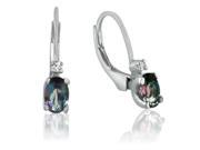 Sterling Silver Mystic Topaz and Diamond Leverback Earrings 1ct tw