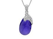 Amanda Rose Collection Sterling Silver Purple Crystal Tear Drop Pendant Necklace with Swarovski Elements
