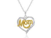 Sterling Silver and Diamond Mom in Heart Pendant Necklace