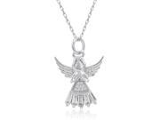 Sterling Silver White Skirt Angel Pendant Necklace made with Cubic Zirconia