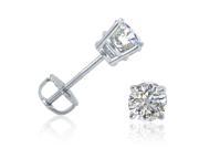1 2ct tw Round Diamond Stud Earrings set in 14K White Gold with Screw Backs