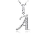 Diamond Initial A Charm Necklace in Sterling Silver 18in. Sterling Silver Chain