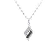 IGI Certified Sterling Silver Black and White Diamond Swirl Pendant Necklace 18 in.