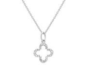 Petite Cubic Zirconia Clover Necklace in Sterling Silver on a 17 in. Chain