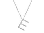 14K White Gold Diamond E Initial Pendant 16 Necklace