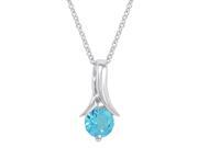 Swiss Blue Topaz Solitaire Pendant Necklace in Sterling Silver 1ct TW 18 Chain