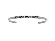 Intuitions Follow Your Heart Stainless Steel Cuff Bangle Bracelet