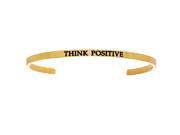 Intuitions Think Positive Yellow Stainless Steel Cuff Bangle Bracelet