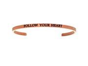Intuitions Follow Your Heart Pink Stainless Steel Cuff Bangle Bracelet