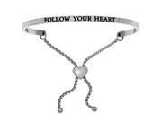 Intuitions Follow Your Heart Stainless Steel Adjustable Bolo Friendship Bracelet