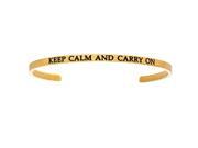 Intuitions Keep Calm and Carry On Yellow Stainless Steel Cuff Bangle Bracelet