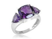 4ct tw Cushion and Trillion Cut Amethyst Ring in Sterling Silver Available Sizes 5 8 sz 5