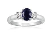 Sapphire and White Topaz Three Stone Ring in Sterling Silver Available Sizes 5 9 sz8