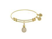 Angelica Collection Brass Yellow Pineapple Charm CZ On Bangle