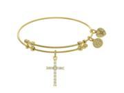 Angelica Collection Brass Cubic Zirconia Cross Charm on Bangle Bracelet