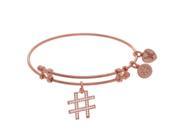 Brass Pink Finish Hash Tag Charm On Pink Angelica Collection Bangle