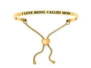 Intuitions I Love Being Called Mom Yellow Stainless Steel Adjustable Bolo Bracelet