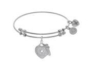 Angelica Collection Brass White Heart key Charm White CZ On White Bangle