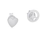 Amanda Rose Sterling Silver Heart and Peace Sign Earrings