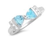 1ct tw Blue and White Topaz Trillion Bow Tie Ring in Sterling Silver Available Sizes 5 7 sz7